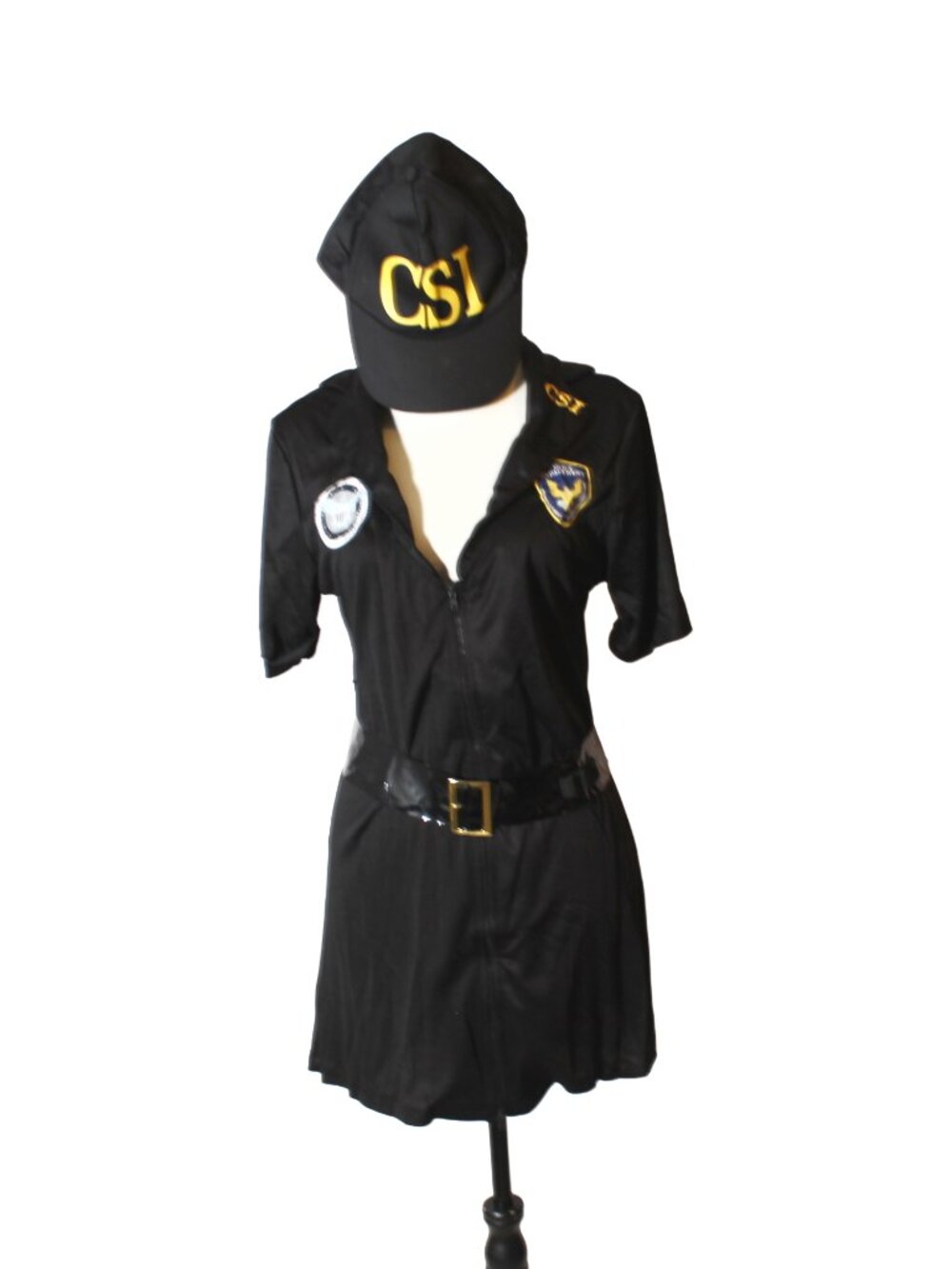 Spirit Halloween CSI Cop Costume Dress Hat Belt Set XL